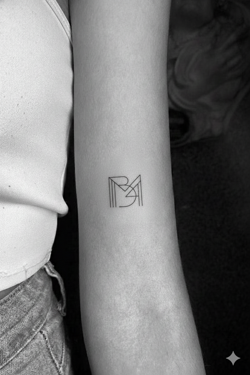 Custom minimalist monogram by Alanne Dias: a personalized symbol for tattoos or framing, featuring bespoke brand identity and strategic design.